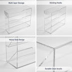 Hanging Wall File Organizer with 4 Pocket Tier - Acrylic Vertical Mail File Folder Holder Wall Mount Mail Magazine Rack with Bottom Tray for Office Home Countertop, Clear - Image 3