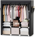 Mavivegue Portable Closet, 50 Inch Wardrobe Closet, Portable Closets for Hanging Clothes with 3 Hanging Rods and 6 Storage Shelves for Bedroom, Black by Mavivegue