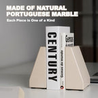 Book End, Natural Marble Bookend for Shelves, Non-Skid Bookends for Heavy Books, Heavy Duty Book Stopper for CDs and Oversized Books, Luxury Book Shelf Holder, Moleanos Beige - Image 2
