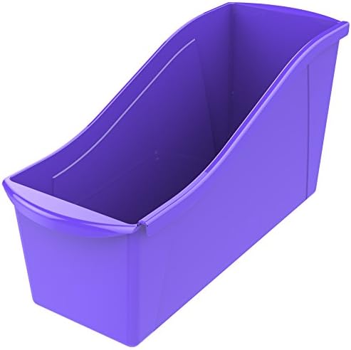 Storex Large Book Bin, Interlocking Plastic Organizer for Home, Office and Classroom, Purple, 6-Pack (71117U06C) - Image 2