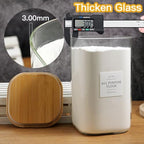 HHMJSM Large glass flour and sugar containers with 132 Kitchen Pantry Labels - 138 FL OZ Glass Food Storage Containers with Airtight Lids - Square Glass Jars Rice with Bamboo Lids - Image 4