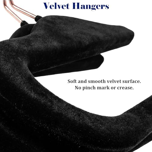 Velvet Hangers Non-Slip,40 Pack Open Ended Felt Jean Hangers,Heavy Duty Space Saving Flocked Hangers for Pants Slack Skirts Tank Top Towel,360° Swivel Golden Hook (40, Black) - Image 4