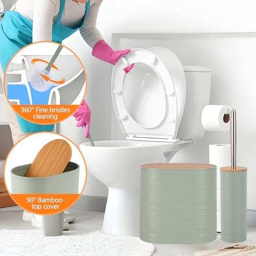 10 PCS Green Bathroom Accessories Set with Trash Can Bathroom Accessory - Image 5