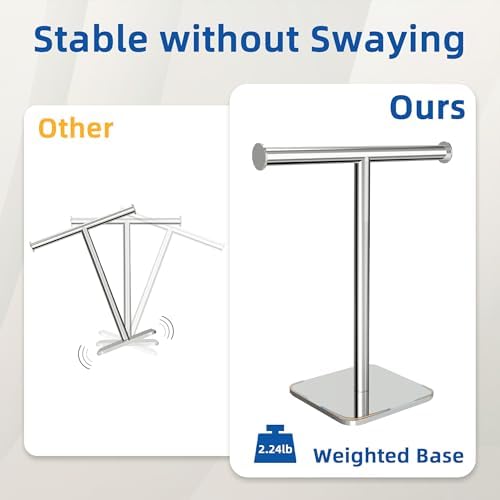 RUACQ T-Shape Hand Towel Holder Stand, 12inch, Chrome, 2 Pack - Image 4