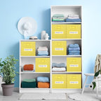 13x13 storage cube bins (Set of 10) Foldable Fabric storage cubes with 10 Labels Window Cards & a Pen,13 inch cube storage bins,Closet Organizers for Shelves,Cubby Organizer Boxes,Dark Yellow - Image 6