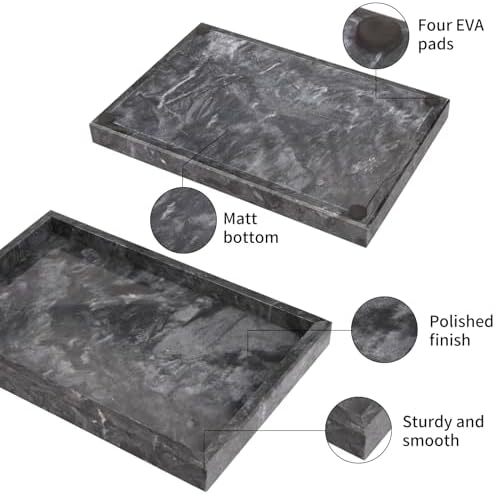Marble Bathroom Vanity Tray, Black, 12"x 8" x1.2" - Image 2
