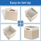 Temary Cube Storage Bins 13 Inch Fabric Storage Cubes Storage Baskets for Shelves Closet Baskets for Cube Storage with Leather Handles, Cloth Organizer Bins for Home - Image 7