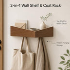 Coat Rack Wall Mount with Hidden Hooks,Wall Hooks with Shelf Wooden Decorative Coat Hook Hat Rack Entryway Key Holder Organizer Tray for Kitchen Bathroom Towels Clothes Hanger - Image 5
