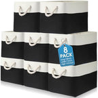 meekoo 8 Pack Fabric Storage Bins Baskets, 15 x 11 x 9.5 in, Black White by meekoo