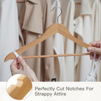 Wooden Hangers 30 Pack,Heavy Duty Solid Wooden Clothes Hangers with Pant Bar,360-Degree Rotatable Hook,Durable & Slim Wood Hangers for Coats,Jackets,Dress,Pants(Natural) - Image 3