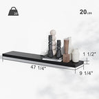 BAMEOS 47in Floating Shelves, Black Wall Mounted Wooden Shelves with Invisible Brackets Set of 2 - Image 3