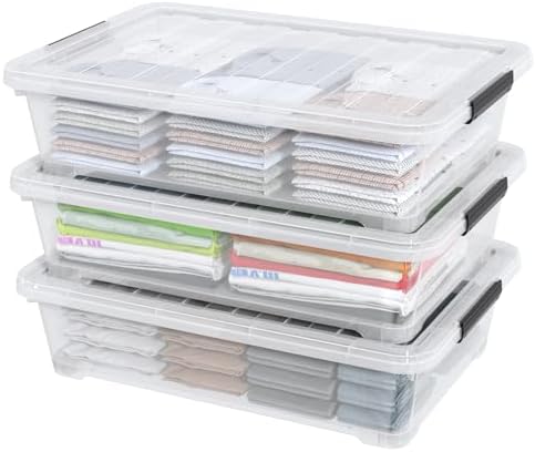 Rosebloom 40 Quart Clear Plastic Underbed Storage Bins with Lid, 3 Packs by Unknown