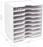 SONGWAY File Organizer for Desk - 9 Tier Wide Document Holder, Letter Mail Tray Storage Rack, File Sorter Organizer, Paper Storage Holder, Desktop Organizer for Home Office School, White - Image 6