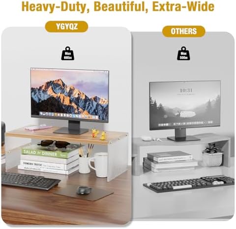 YGYQZ Adjustable Monitor Stand Riser, 9.4" ×19.3" Dual Monitor Desk Stand - Image 3
