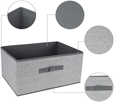 DAYARD Fabric Bins [3-Pack], Foldable Cube Baskets Storage Boxes for Shelves, Closet, Bookshelf, Nursery Organizer Containers, 16 x 11 x 8 inch Grey… - Image 4