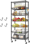 DurayLoly 7-Tier Wire Shelving Unit with Basket Shelf & Wheels by Durayloly