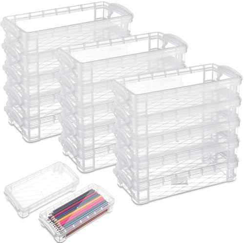 Gueevin 24 Pcs Pencil Box Clear Plastic Pencil Case, White by Gueevin