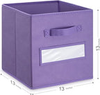 13x13x13 storage cube bins (Set of 10) Fabric storage cubes with 10 Labels Window Cards & a Pen, storage cubes 13x13, Collapsible 13 inch cube storage bins, Cubby Organizer Boxes, Purple - Image 3
