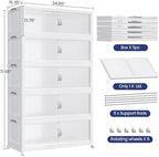 1200QT Extra Large Stackable Storage Bins with Lid, 300Gal Plastic Closet Organizers and Storage Drawer, Collapsible Cabinet Box with Wheels Clear Doors for Home Kitchen Office, 5Pack White - Image 2