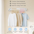 Wall Mounted Laundry Drying Rack, Carbon Steel Foldable & Retractable Clothes Drying Rack, Space Saving Adjustable Towel Holder for Bathroom, Laundry, Small Spaces (1, White, 50cm) - Image 5