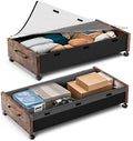 KITHELP Wooden Under Bed Storage with Wheels, 80L Extra-large Rolling Under the Bed Storage Bins 2 Pack with Removable Lid, Upgrade Metal Under Bed Drawers for Clothes Shoes Blankets in Bedroom by KITHELP