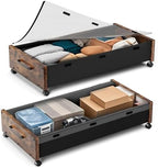 KITHELP Wooden Under Bed Storage with Wheels, 80L Extra-large Rolling Under the Bed Storage Bins 2 Pack with Removable Lid, Upgrade Metal Under Bed Drawers for Clothes Shoes Blankets in Bedroom by KITHELP