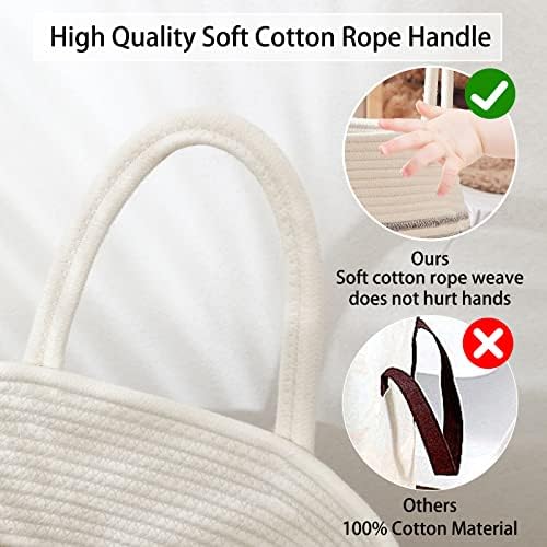 OIAHOMY 105L Laundry Hamper Cotton Rope Large Clothes Hamper White & Grey - Image 5