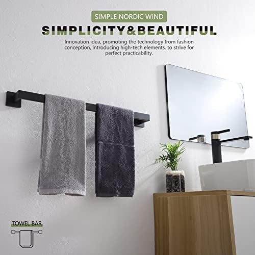 KOKOSIRI 20-Inch Single Towel Bar, Bathroom Kitchen Towel Holder, Wall Mounted SUS304 Stainless Steel Towel Rack, Matte Black, B4003BK-L20 - Image 5