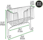 mDesign Metal Steel Ironing Board Holder Wall Mount with Large Storage Basket for Laundry Rooms - Holds Iron, Ironing Board, Spray Bottles, Starch, or Stain Sticks - Easy Installation - Chrome - Image 4