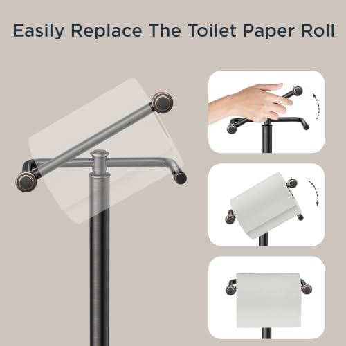 FORIOUS Toilet Paper Holder Stand, Vintage Freestanding Tissue Roll Holder - Image 5