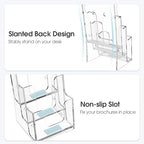 MaxGear 3 Tier Acrylic Brochure Holder, 4 Inch Wide Pamphlet Holder, 6 Pack - Image 2