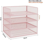 Natwind 4-Tier Stackable Metal Mesh Letter Paper Tray Organizer,Pink - Image 2