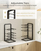 Pots and Pans Organizer under Cabinet, 5 Adjustable Tiers Heavy-Duty Pan Pot Organizer with 16.5" Height, Holds 55 LB - Cast Iron Skillets, Griddles, Shallow Cookware - Image 4