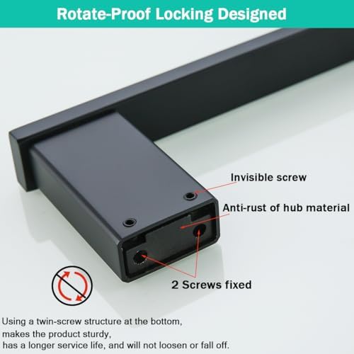 5-Pieces Matte Black Bathroom Accessories Set, Stainless Steel Bathroom Hardware Set, 23.6 Inch Bath Towel Bar Set, Towel Hooks,Towel Racks for Bathroom Wall Mounted,SE96009S-5MB - Image 5