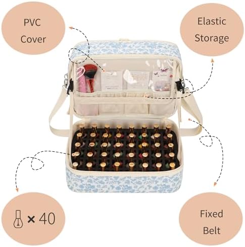 Nail Polish Organizer Bag Holds 50+ Bottles (15ml/0.5 fl.oz) &UV Nail Lamp - Image 6