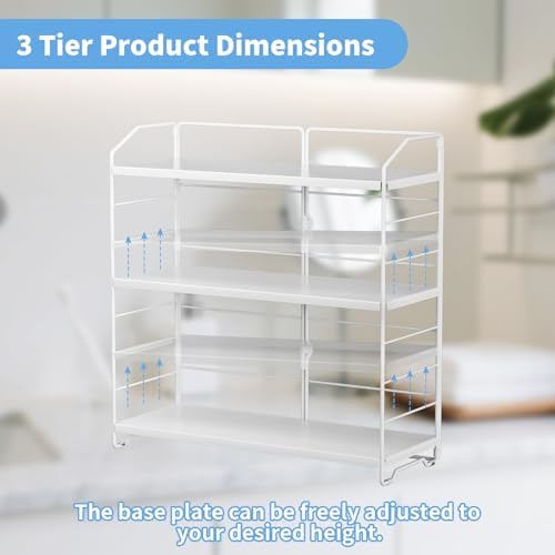 Bathroom Counter Organizer, Makeup Organizer Countertop Rack, 3 Tier, White - Image 2