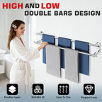 Alise 32 inch Double Towel Bar for Bathroom Wall Mounted, Polished Chrome - Image 3