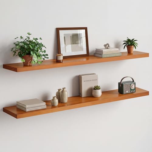 Homeforia 60 Inch Floating Shelves, High-End Solid Pine Wood, Set of 3 by Homeforia
