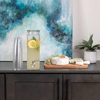 Square Glass Drink Dispenser for Parties - Stainless Steel Spigot + Marker & Label - 100% Leakproof Beverage Dispenser - Liquid Laundry Detergent Dispenser, Water Dispenser, Decorative Pitchers 80oz. - Image 3