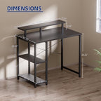 Pamray 33.5 Inch Small Computer Desk with Monitor Stand and Shelves - Image 3