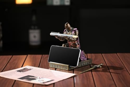 Medieval Armored Knight Pen Holder Figurine Paperweight Phone Stand Brn&Pur - Image 5