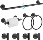 TQKAG 8-Pieces Bathroom Hardware Set, Matte Black Bath Towel Bar Set 23.6" by TQKAG