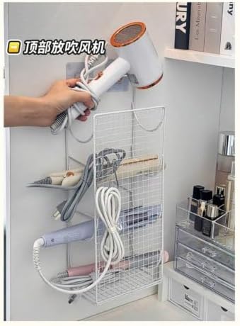No Drill Wall Mount Curling Iron Holder, Zinc Alloy Hair Dryer Organizer - Image 5