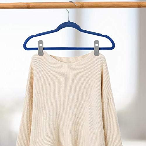Tinfol Velvet Hanger Clips, 50Pack Gray Pants Velvet Clips, Clothes Hanger Clip, Large Opening Clothes Pin Strong Finger Flocked Clips Perfect for Use with Slim-line Clothes Velvet Hangers - Image 4