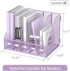 SUPEASY Desk Organizers Metal Desk Magazine File Holder with 5 Vertical Compartments Rack File Organizer for Office Desktop, Classroom, Home Workspace, Purple - Image 3