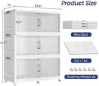 120Gal Extra Large Foldable Storage Organizer with Lid, 480QT Stackable Plastic Storage Bins with Clear Magnetic Doors & Wheels, for Bedroom Garage Closet Kitchen Dorm Home (3‑Pack) - Image 2