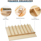 WelFurGeer Solid Birch Wood Silverware Drawer Organizer, Wooden Cutlery Drawer Organizer, Utensil Tray for Kitchen Drawers, Kitchen Utensil Organizer for Silverware, Flatware, Spoons, Forks, Knives - Image 4