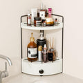 2-Tier Corner Bathroom Counter Organizer with Drawer, White by Unknown