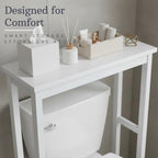 Alaterre Furniture Dorset Over-the-Toilet Storage Shelf, White, 27”x9”x37” - Image 6