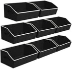 Homsorout Closet Baskets for Shelves Trapezoid - Decorative Storage Baskets with Handle, Closet Bins for Organization, Shelf Storage Bins for Clothes, Books, Home, Office, 8 Pack, Black by Homsorout